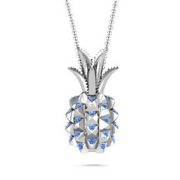 Pretty In Pineapple Necklace in 925 Sterling Silver with Fancy Blue Premium Zirconia