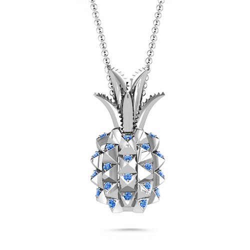 Pretty In Pineapple Necklace – Sterling Silver with Fancy Blue Premium Zirconia