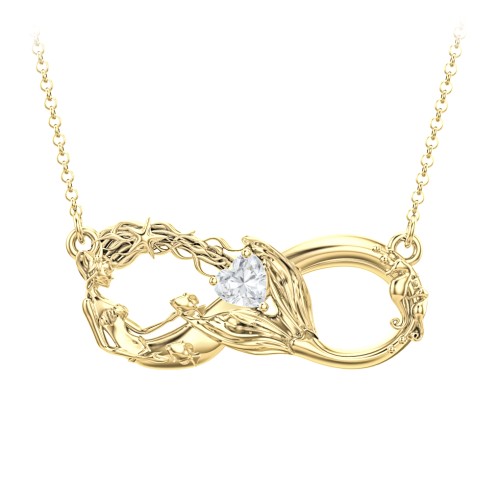 Magical Mermaid Infinity Necklace – 9kt Yellow Gold with Cubic Zirconia