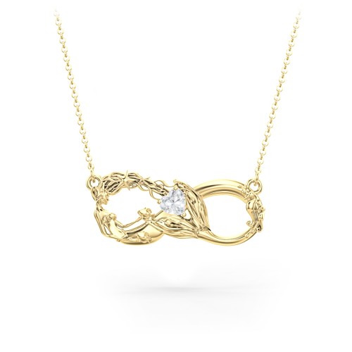 Magical Mermaid Infinity Necklace – 9kt Yellow Gold with Cubic Zirconia