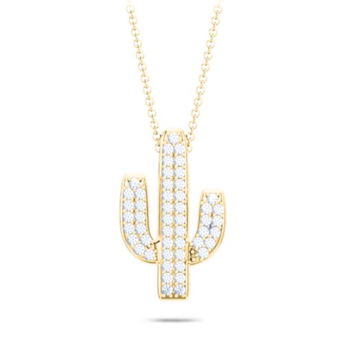 Feelin' Prickly Cactus Necklace – 9kt Yellow Gold with Fancy Blue Premium Zirconia