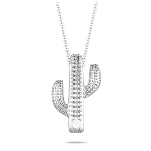Cutesy Cactus Necklace – Sterling Silver with Cubic Zirconia