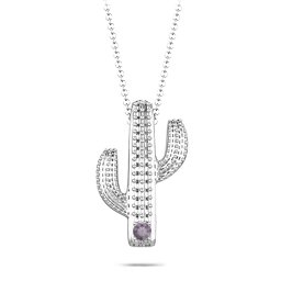 Cutesy Cactus Necklace in 925 Sterling Silver with Alexandrite