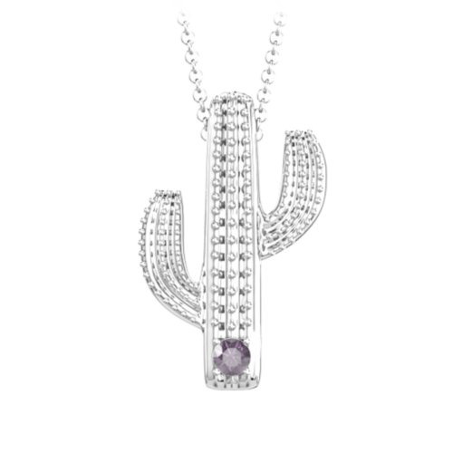 Cutesy Cactus Necklace – Sterling Silver with Alexandrite