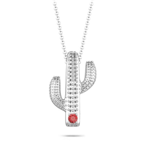 Cutesy Cactus Necklace – Sterling Silver with Garnet