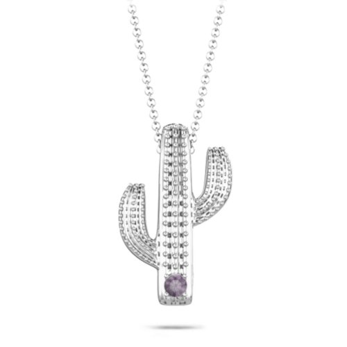 Cutesy Cactus Necklace – Sterling Silver with Alexandrite