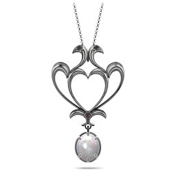 Sparkling Seduction Vintage Inspired Cabochon Charm Pendant in 925 Sterling Silver with Opal and Smokey Quartz