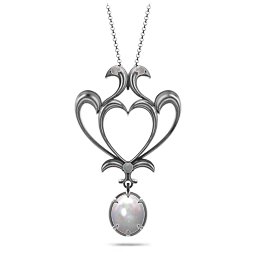 Sparkling Seduction Vintage Inspired Cabochon Charm Pendant in 925 Sterling Silver with Opal