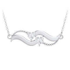 Hearts on a Wave Pendant – Sterling Silver with Pink Tourmaline