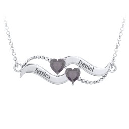 Hearts on a Wave Pendant in 925 Sterling Silver with Alexandrite