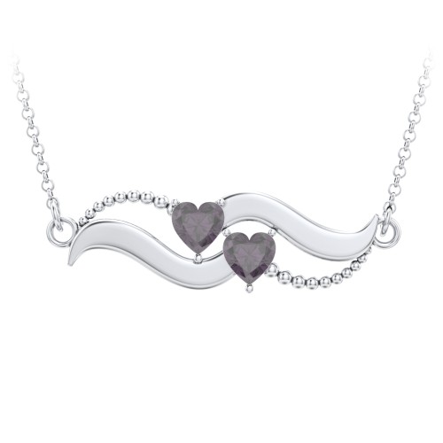 Hearts on a Wave Pendant – Sterling Silver with Alexandrite