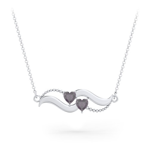 Hearts on a Wave Pendant – Sterling Silver with Alexandrite