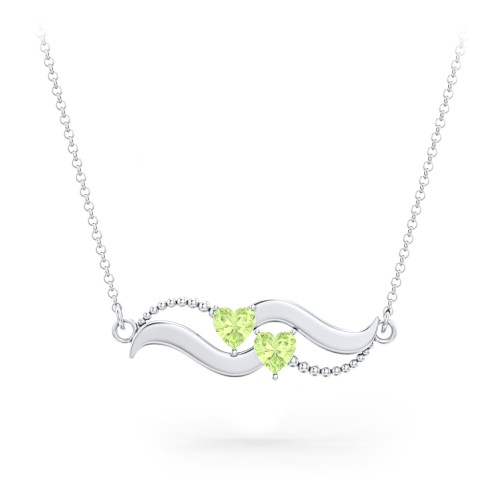 Hearts on a Wave Pendant – Sterling Silver with Peridot