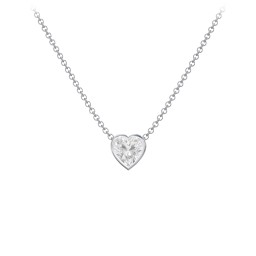 Sterling Silver Cubic Zirconia Solitaire Heart Pendant in 925 Sterling Silver