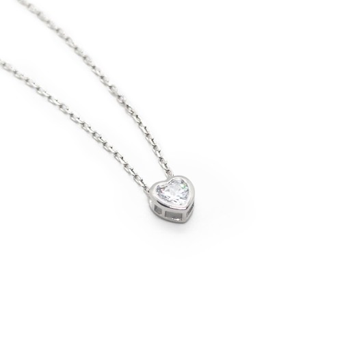 Sterling Silver Cubic Zirconia Solitaire Heart Pendant – Sterling Silver