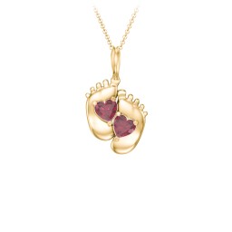 Engravable Baby Feet Two Stone Pendant