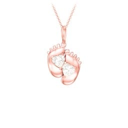 Engravable Baby Feet Two Stone Pendant