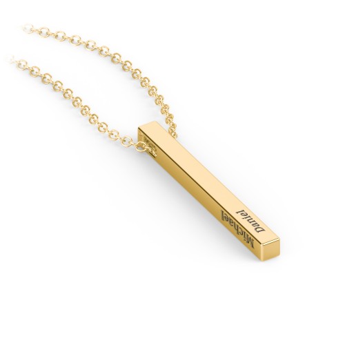 Vertical 3D Bar Necklace with Engraving