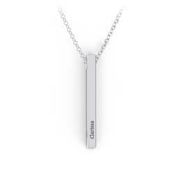 Vertical 3D Bar Necklace with Engraving in 925 Sterling Silver