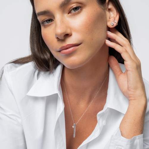 Vertical 3D Bar Necklace with Engraving – Sterling Silver