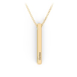 Vertical 3D Bar Necklace with Engraving in 9K Solid Yellow Gold