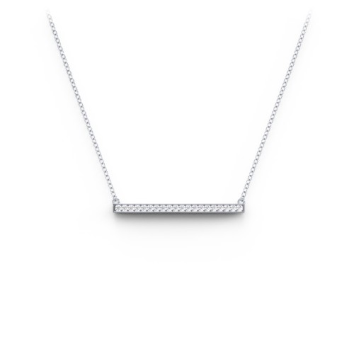 Horizontal Bar Necklace with Gemstones – Sterling Silver with White Premium Zirconia