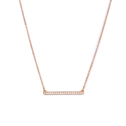 Horizontal Bar Necklace with Gemstones – 9kt Rose Gold with White Premium Zirconia