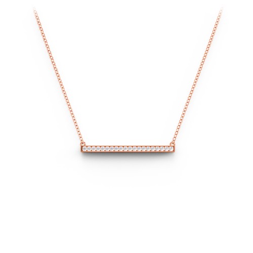 Horizontal Bar Necklace with Gemstones – 9kt Rose Gold with White Premium Zirconia