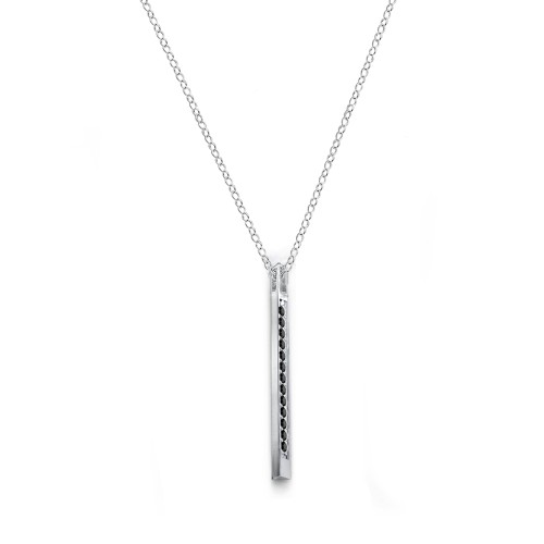 Triangle Bar Pendant with Accents – Sterling Silver with Diamond