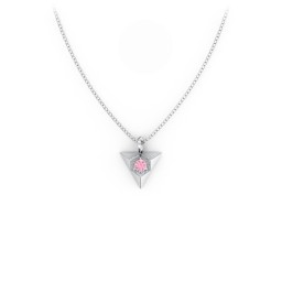 Triangle Pendant with Gemstone in 925 Sterling Silver with Pink Tourmaline