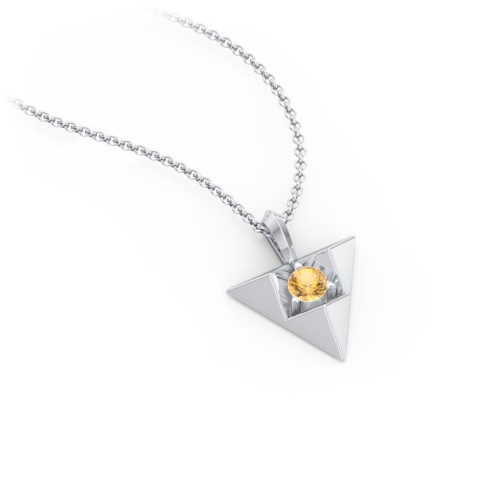Triangle Pendant with Gemstone – Sterling Silver with Citrine