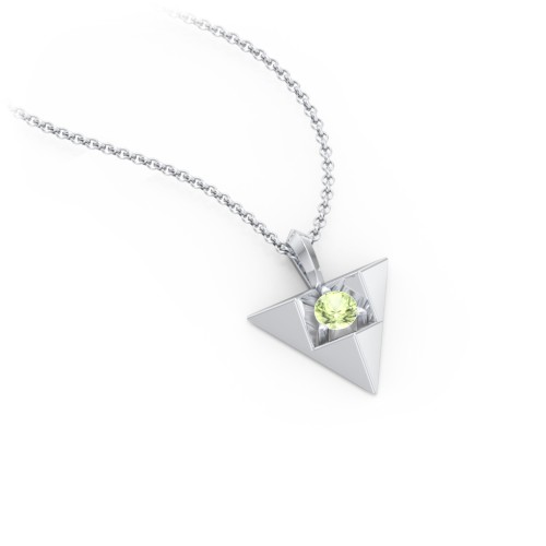 Triangle Pendant with Gemstone – Sterling Silver with Peridot