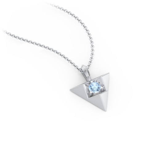 Triangle Pendant with Gemstone – Sterling Silver with Blue Topaz