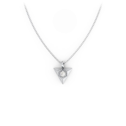 Triangle Pendant with Gemstone – Sterling Silver with Diamond