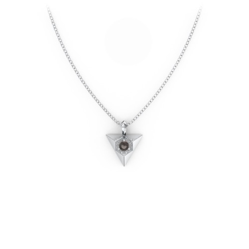 Triangle Pendant with Gemstone – Sterling Silver with Smokey Quartz
