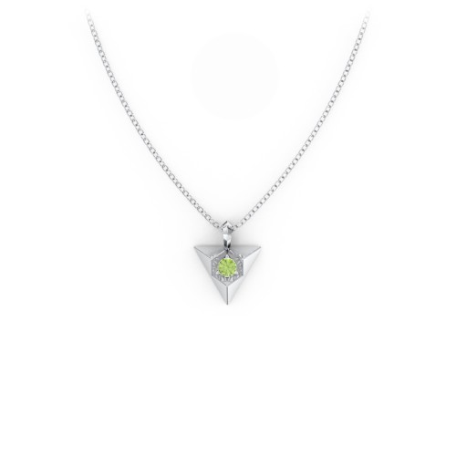 Triangle Pendant with Gemstone – Sterling Silver with Peridot
