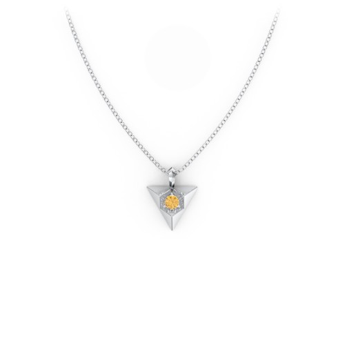 Triangle Pendant with Gemstone – Sterling Silver with Citrine