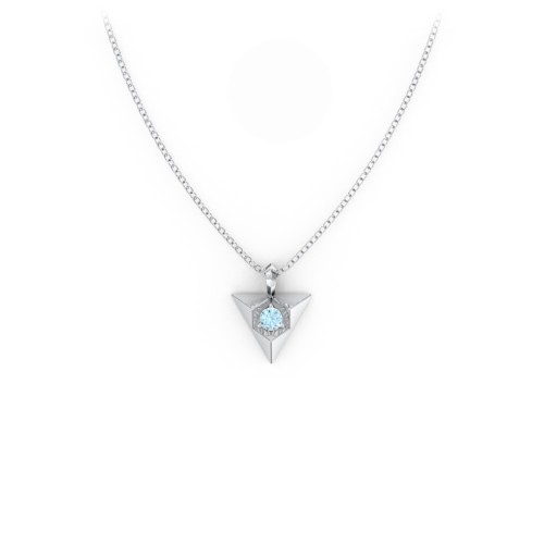 Triangle Pendant with Gemstone – Sterling Silver with Blue Topaz