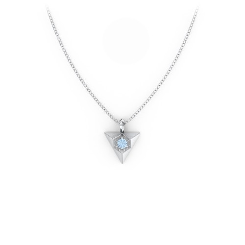Triangle Pendant with Gemstone – Sterling Silver with Blue Topaz