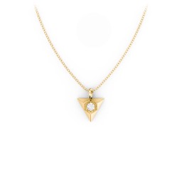 Triangle Pendant with Gemstone in 9K Solid Yellow Gold