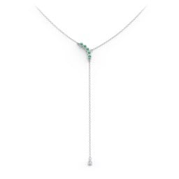 Bezel Gemstone Lariat with Ball Charm