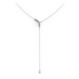 Bezel Gemstone Lariat with Ball Charm in 925 Sterling Silver