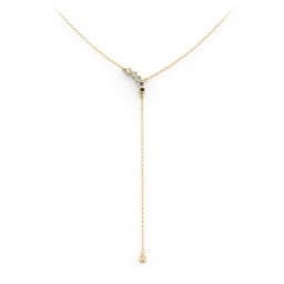 Bezel Gemstone Lariat with Ball Charm