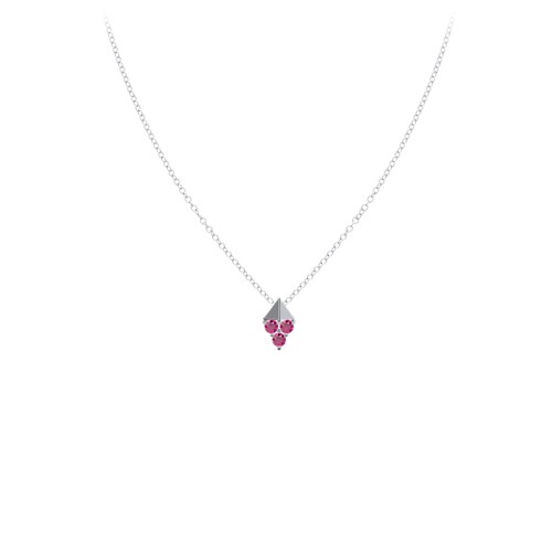 Diamond Shape Pendant with Gemstones – Sterling Silver with Ruby