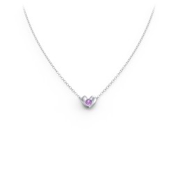 Puffed Heart Pendant with Gemstone in 925 Sterling Silver with Amethyst