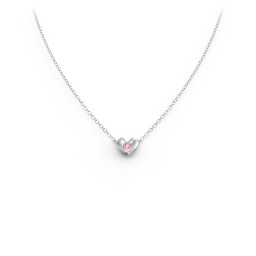 Puffed Heart Pendant with Gemstone in 925 Sterling Silver with Pink Tourmaline
