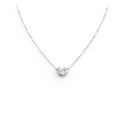 Puffed Heart Pendant with Gemstone in 925 Sterling Silver with Peridot