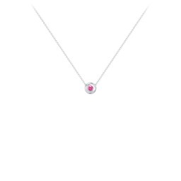 Solitaire 2mm Round Gemstone Pendant in 925 Sterling Silver with Ruby