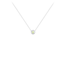 Solitaire 2mm Round Gemstone Pendant in 925 Sterling Silver with Peridot