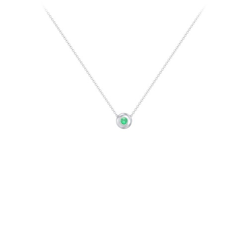 Solitaire 2mm Round Gemstone Pendant – Sterling Silver with Emerald